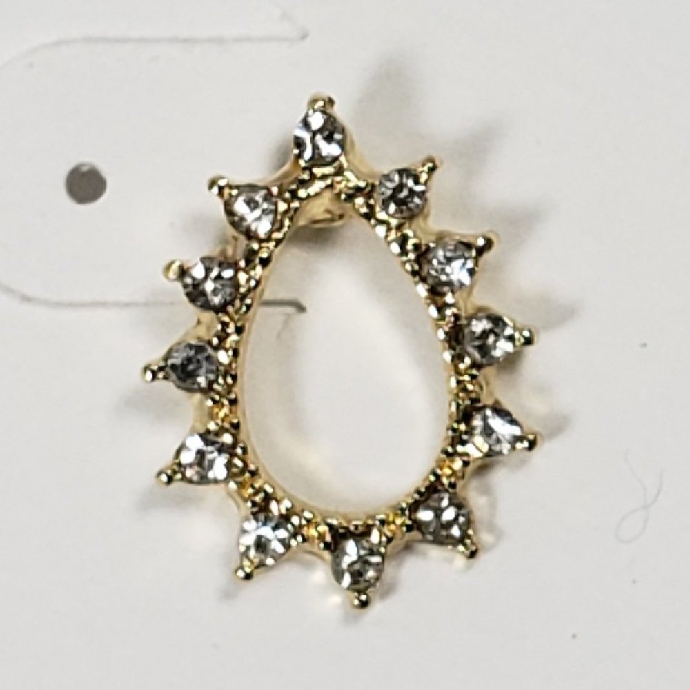 CROFT & BARROW, Polished Gold-tone  hoop Clear Crystals  Stud Earrings - Picture 4 of 7